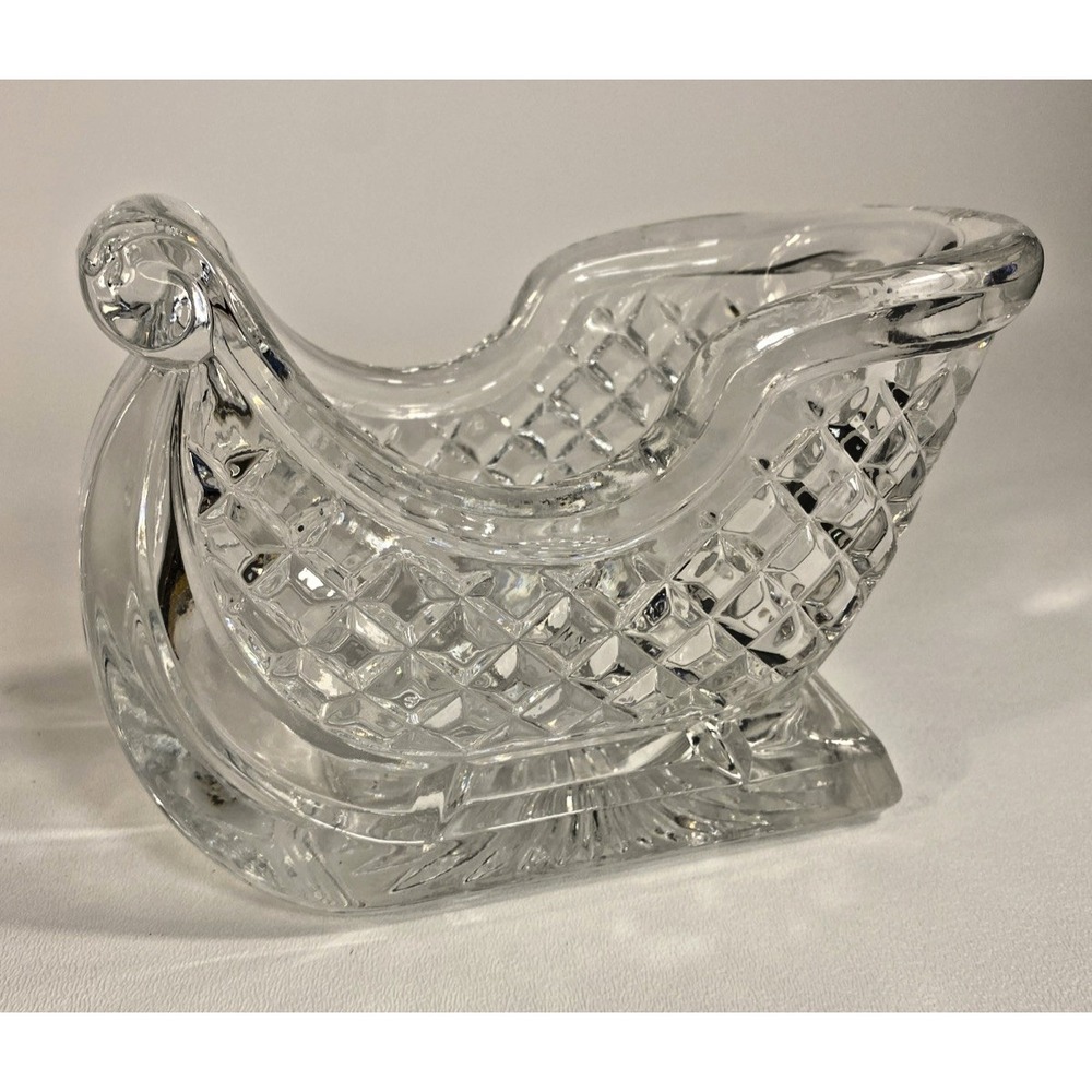 5'' Cut Lead Crystal Holiday Sleigh | St. George | Candy Dish | Christmas |